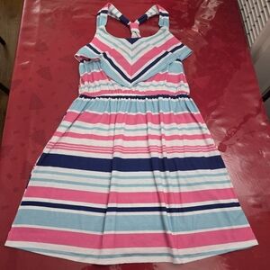 Striped Pink and Blue Girls Dress Size XL 14/16